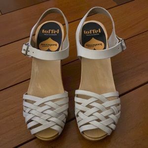Like New Swedish Hasbeen Braided Sky High Clog Sandals